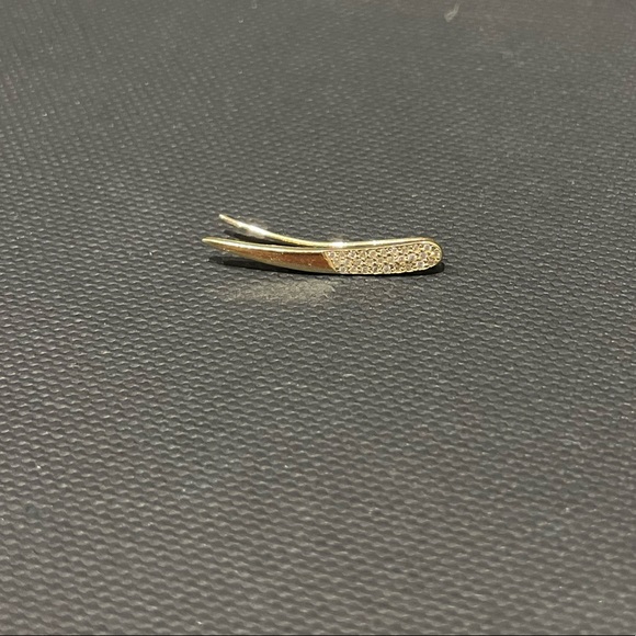 Half Pave Diamond Skimmer Earring - Picture 6 of 7